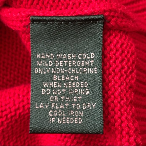 Lauren Ralph Lauren Active Red Cotton Quarter Zip Knit Sweater Women's Small - Picture 10 of 12